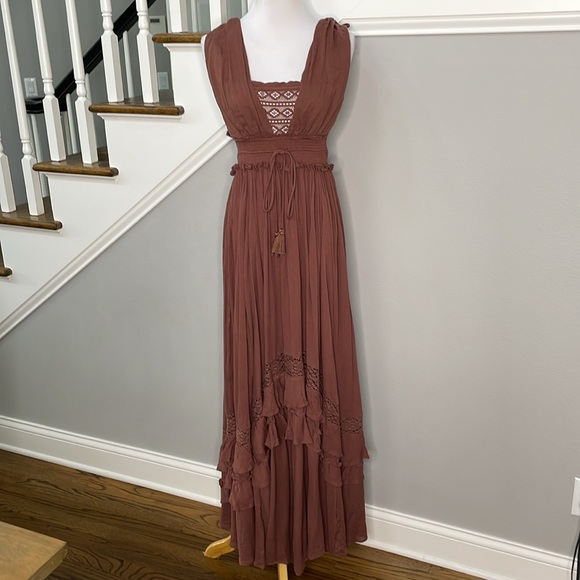 Free People Santa Maria Maxi Dress in Mink/Chocolate - Picture 4 of 8